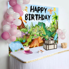 Lofaris Green Trees Dinosaur Volcanic Birthday Backdrop