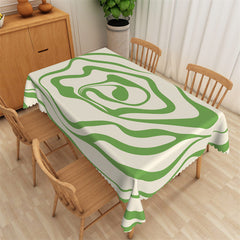 Lofaris Green Twisted Lines Pattern Rectangle Tablecloth