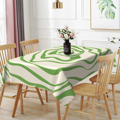 Lofaris Green Twisted Lines Pattern Rectangle Tablecloth