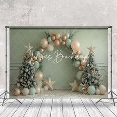 Lofaris Green Wall Arch Balloon Star Christmas Tree Backdrop