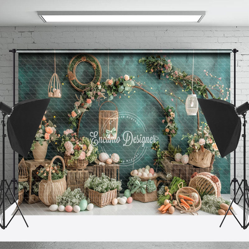 Lofaris Green Wall Basket Carrot Cake Smash Photo Backdrop