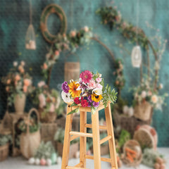 Lofaris Green Wall Basket Carrot Cake Smash Photo Backdrop