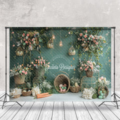 Lofaris Green Wall Basket Egg Cake Smash Backdrop Photo Shoot