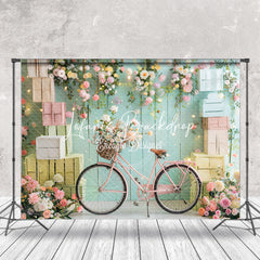 Lofaris Green Wall Box Spring Floral Cake Smash Backdrop