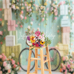 Lofaris Green Wall Box Spring Floral Cake Smash Backdrop