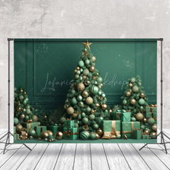 Lofaris Green Wall Gift Trees Bells Snowy Christmas Backdrop