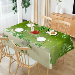 Lofaris Green White Ball Snowflake Christmas Tablecloth