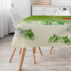 Lofaris Green White Ball Snowflake Christmas Tablecloth