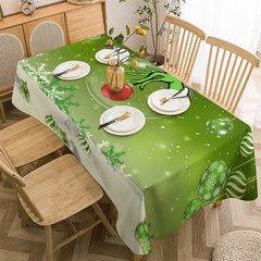 Lofaris Green White Ball Snowflake Christmas Tablecloth