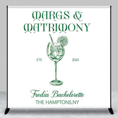 Lofaris Green White Cocktail Custom Bachelorette Backdrop