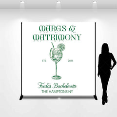 Lofaris Green White Cocktail Custom Bachelorette Backdrop