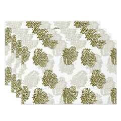 Lofaris Green White Corals Modern Dining Set Of 4 Placemats