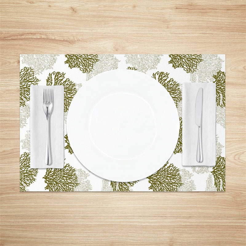 Lofaris Green White Corals Modern Dining Set Of 4 Placemats