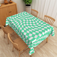 Lofaris Green White Deformed Plaid Rectangle Tablecloth