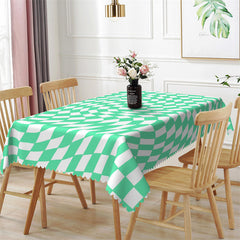 Lofaris Green White Deformed Plaid Rectangle Tablecloth