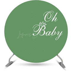 Lofaris Green White Oh Baby Round Gender Reveal Backdrop