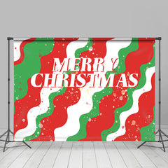 Lofaris Green White Red Wave Dots Merry Christmas Backdrop