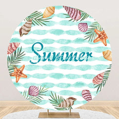 Lofaris Green White Shell Starfish Round Summer Backdrop