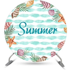 Lofaris Green White Shell Starfish Round Summer Backdrop