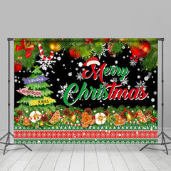 Lofaris Green Xmas Tree Gingerbread Merry Christmas Backdrop