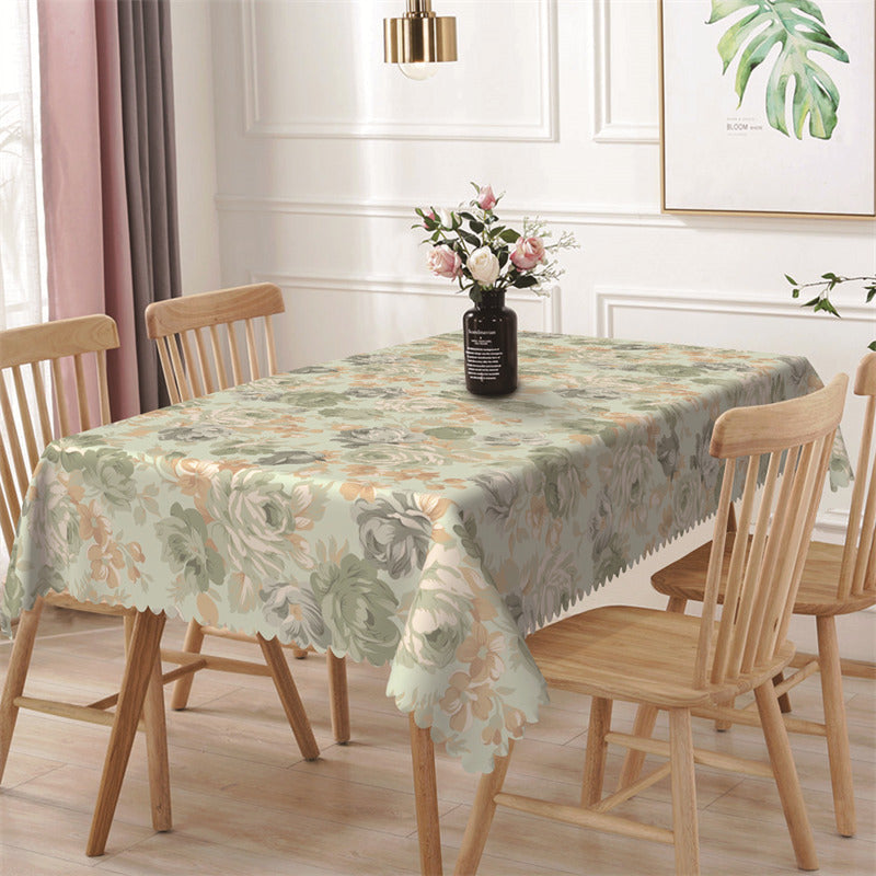 Lofaris Green Yellow Bloom Flower Print Rectangle Tablecloth