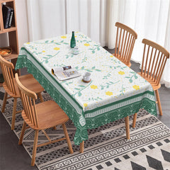 Lofaris Green Yellow Floral Pattern Rectangle Tablecloth