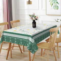 Lofaris Green Yellow Floral Pattern Rectangle Tablecloth