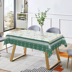 Lofaris Green Yellow Floral Pattern Rectangle Tablecloth