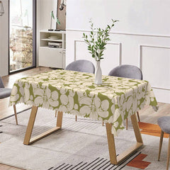 Lofaris Green Yellow Petal Print Spring Rectangle Tablecloth