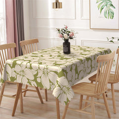 Lofaris Green Yellow Petal Print Spring Rectangle Tablecloth