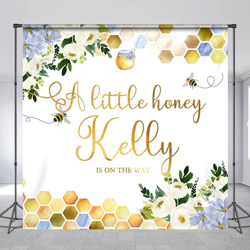 Lofaris Greenery Bee Little Honey Custom Baby Shower Backdrop