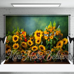 Lofaris Greenery Blooming Sunflowers Photo Booth Backdrop