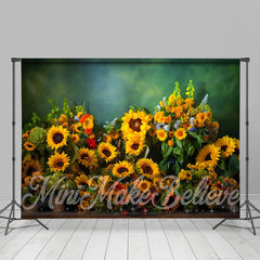 Lofaris Greenery Blooming Sunflowers Photo Booth Backdrop