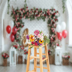 Lofaris Greenery Brick Wall Balloon Love Wedding Backdrop