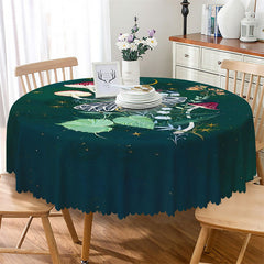 Lofaris Greenery Butterfly Agaric Painting Round Tablecloth