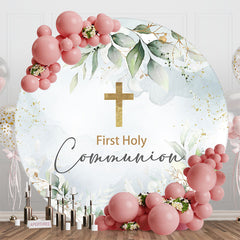 Lofaris Greenery First Holy Communion Round Baptism Backdrop