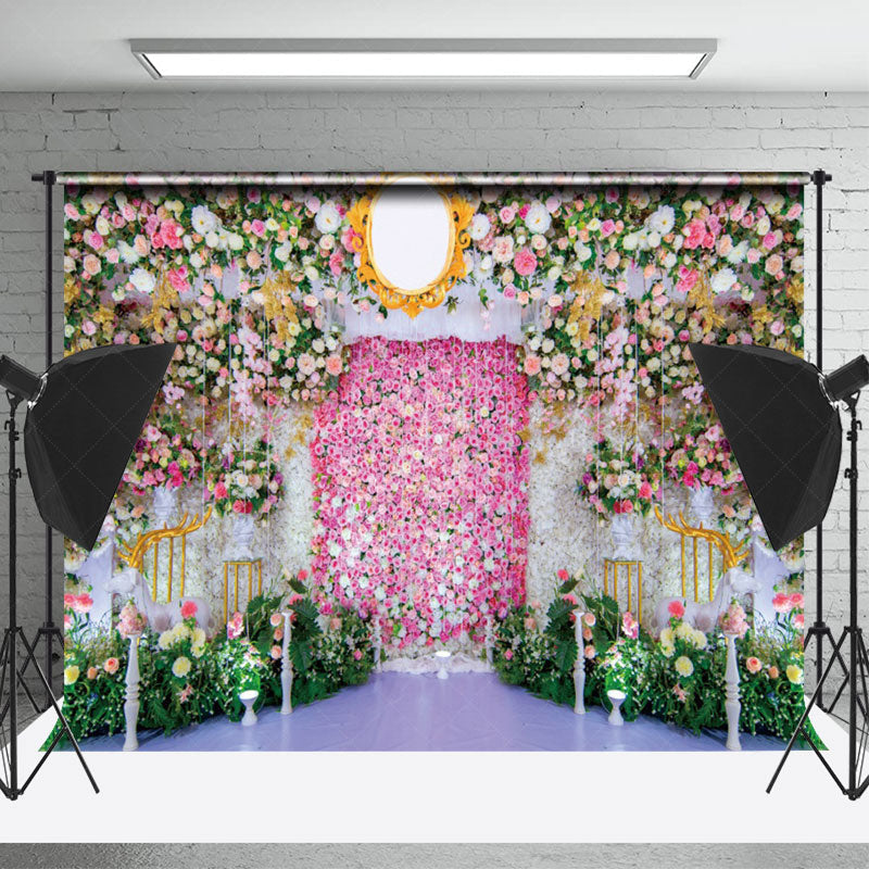 Lofaris Greenery Floral Mirror Valentines Day Photo Backdrop