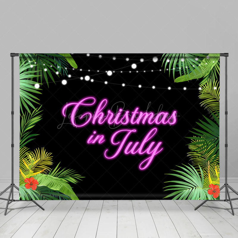 Lofaris Greenery Floral Pink Neon Christmas In July Backdrop