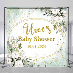 Lofaris Greenery Glitter Floral Custom Baby Shower Backdrop