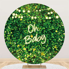 Lofaris Greenery Leaves Spring Round Baby Shower Backdrop