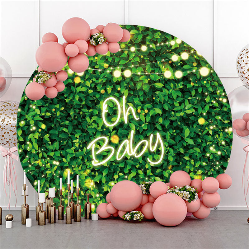 Lofaris Greenery Leaves Spring Round Baby Shower Backdrop