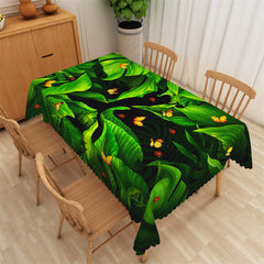 Lofaris Greenery Monstera Butterfly Rectangle Tablecloth