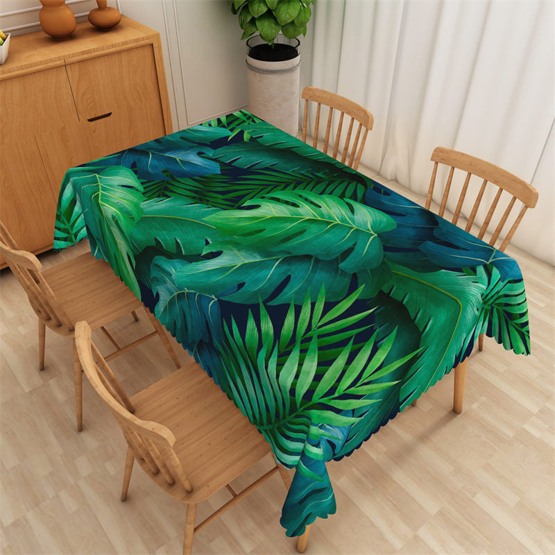 Lofaris Greenery Monstera Patterns Rectangle Tablecloth