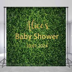 Lofaris Greenery Personalized Text Baby Shower Backdrop