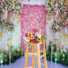 Lofaris Greenery Pink Floral Valentines Day Photo Backdrop