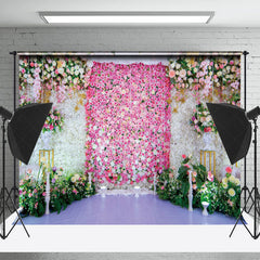 Lofaris Greenery Pink Floral Valentines Day Photo Backdrop