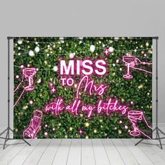 Lofaris Greenery Pink Neon Miss To Mrs Bridal Shower Backdrop