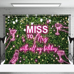 Lofaris Greenery Pink Neon Miss To Mrs Bridal Shower Backdrop