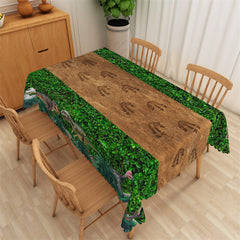 Lofaris Greenery Plant Dinosaur Footprint Brown Tablecloth