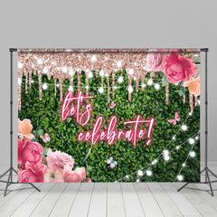 Lofaris Greenery Rose Gold Glitter Floral Wedding Backdrop